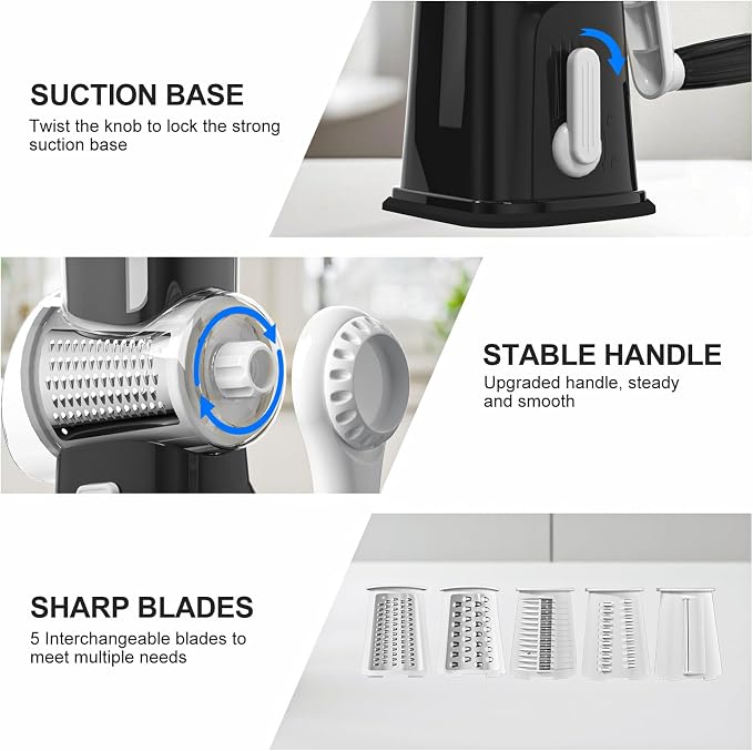 Ourokhome Rotary Cheese Grater Cheese Shredder - Image 4
