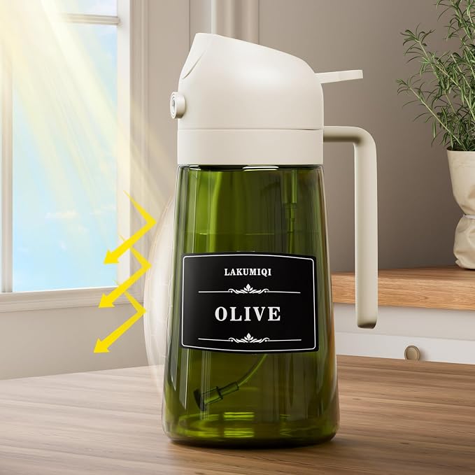 LAKUMIQI 2 in 1 Oil Sprayer for Cooking, 16oz Olive Oil Dispenser Bottle for - Image 3