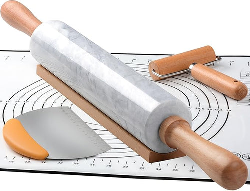18.5 inches Marble Rolling Pin, Large Non-Stick Dough Roller, by aisiming