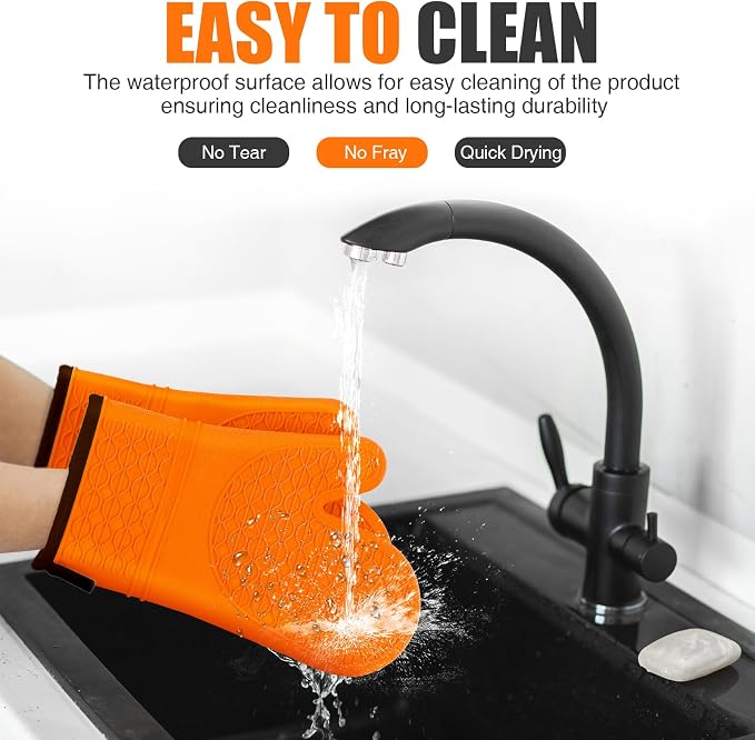 Silicone Oven Mitts, Heat Resistant 2PCS Oven Mitts - Image 5