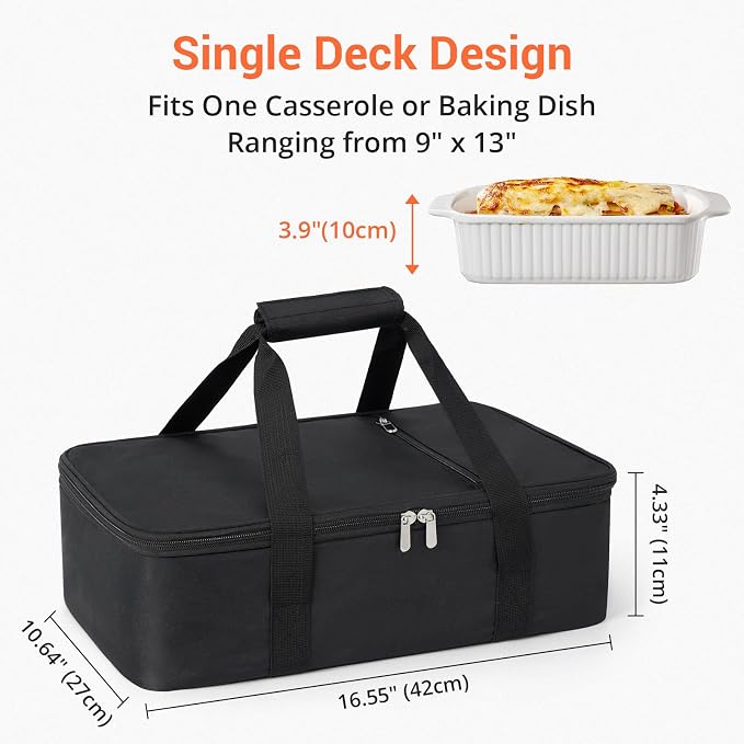 Insulated Casserole Carrier for Hot or Cold Food, Pie Carrier Bag Lunch Bag - Image 2