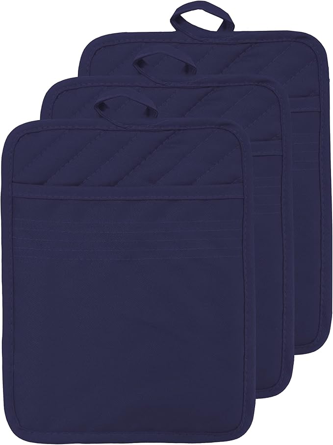 Oven Pot Holder with Pocket Cotton Heat Resistant Coaster Potholder Kitchen Hot by VEIKERY