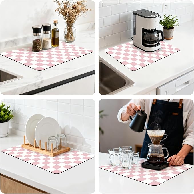 12" x 20" Checkered Dish Drying Mat - Image 8