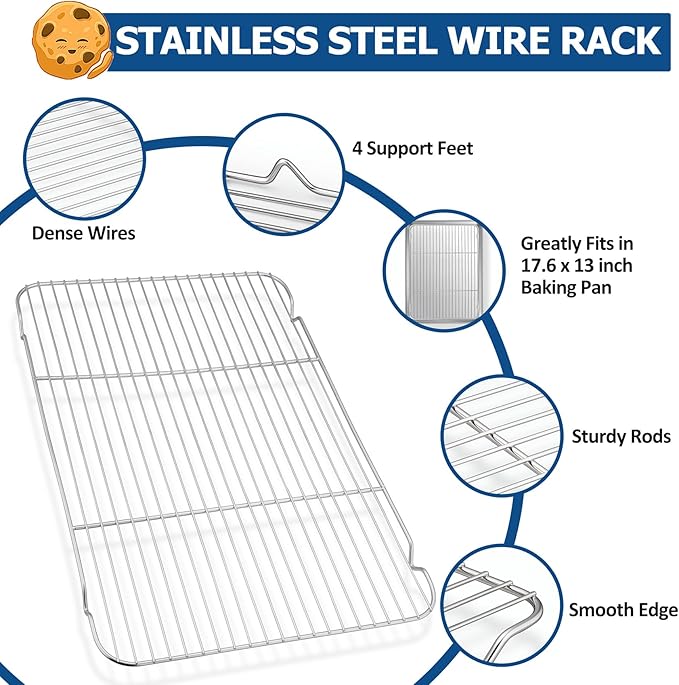 TeamFar Baking Sheet with Rack Set, Stainless Steel Baking Pan Cookie Sheet - Image 4