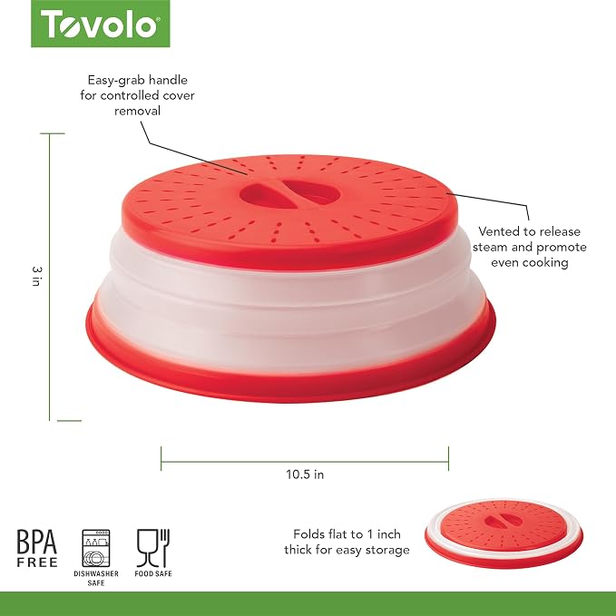 Tovolo Vented, Easy Grip, Collapsible Microwave Cover, 10.5 Inch - Image 6