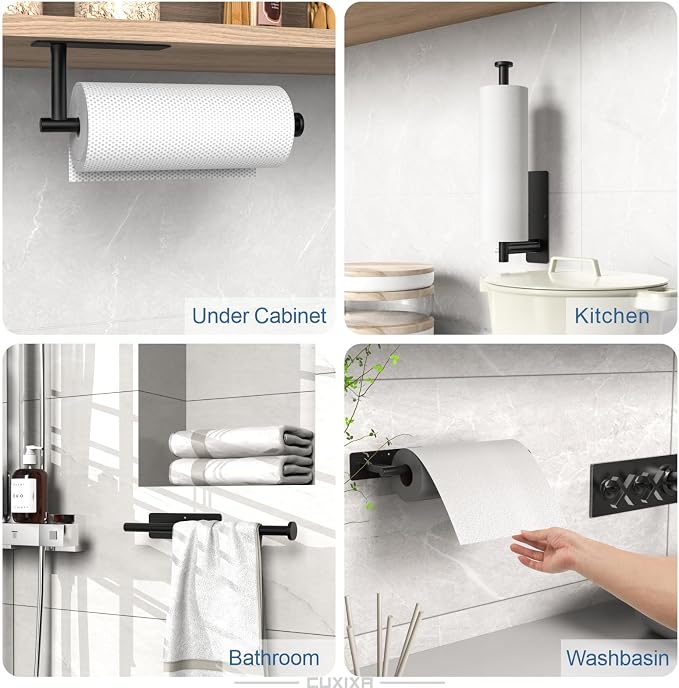 CUXIXA Paper Towel Holder Under Cabinet 2 Pack, Under Counter Paper Towel - Image 2