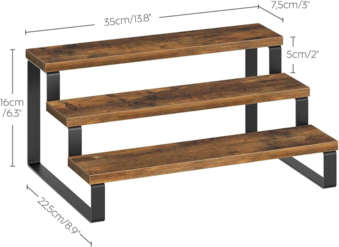 YATINEY Spice Rack, 3 Tier Wooden Display Riser Stand, Kitchen Storage Organizer - Image 8