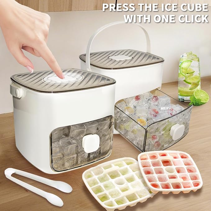 Ice Cube Tray for freezer with 2 Trays and Ice Storage Bin Tweezers, 48 Grid - Image 2