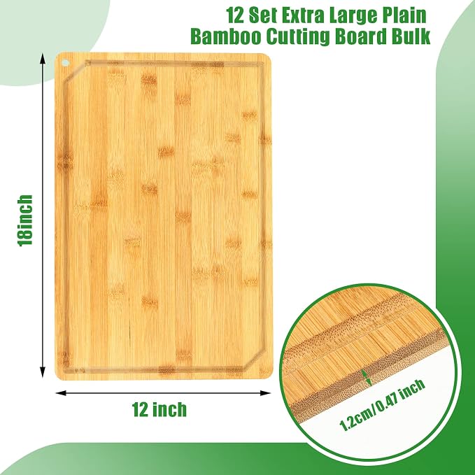 Eaasty 12 Set Extra Large Plain Cutting Board Bulk Heavy Duty Wood Cutting - Image 2