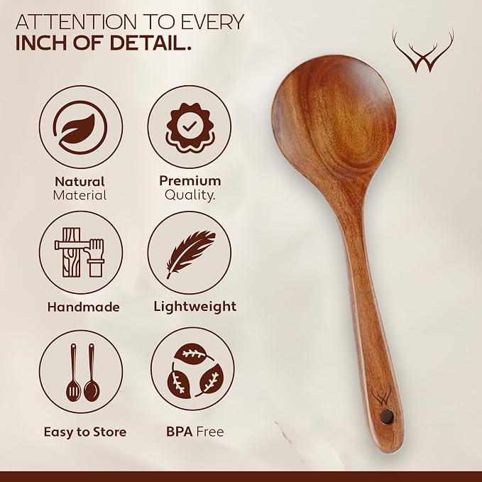 12 Pcs Wooden Cooking Utensils Set – Luxury Wooden Kitchen Utensils - Image 6