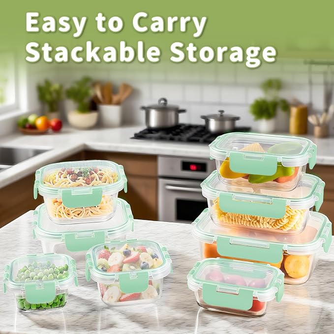 HOMBERKING 8 Pack Glass Food Storage Containers - Image 3
