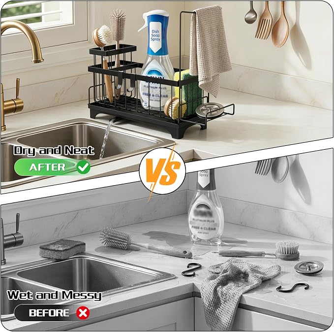 VOOWO Sponge Holder for Kitchen Sink, Compact Sink Caddy - Image 6