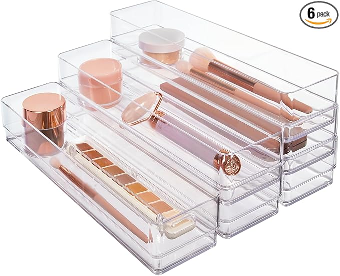 STORi SimpleSort 6-Piece Stackable Clear Drawer Organizer Set | 12" x 3" x 2" by STORi