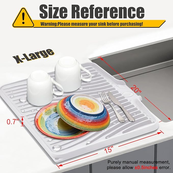 TIKNIK Silicone Dish Drying Mat, Stone Drying Mat - Image 2