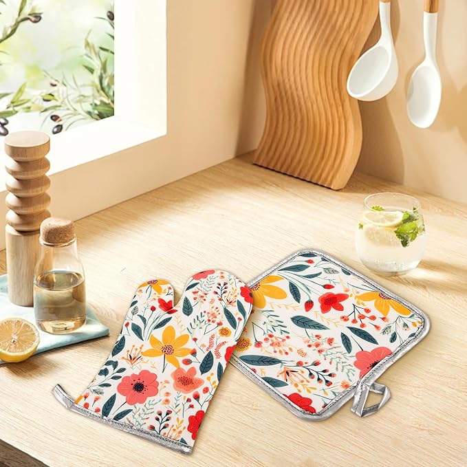 5 Pcs Kitchen Stuff Accessories, Kitchen Oven Mitts and Pot Holders Sets - Image 3