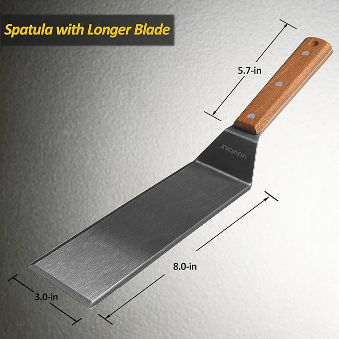 Stainless Steel Metal Spatula, Long Griddle Spatula, Hamburger Smasher Turner - Image 2