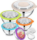 E-far Mixing Bowls with Lids Set of 5, Stainless Steel Salad Mixing Bowl with by E-far