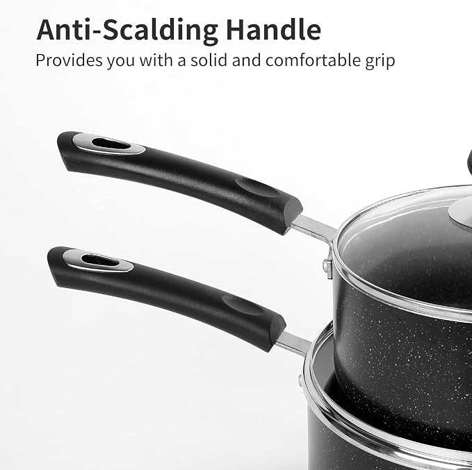 Nonstick Saucepan Set with Lid, Non Stick 2Qt & 3Qt Sauce Pan Set with Glass - Image 3