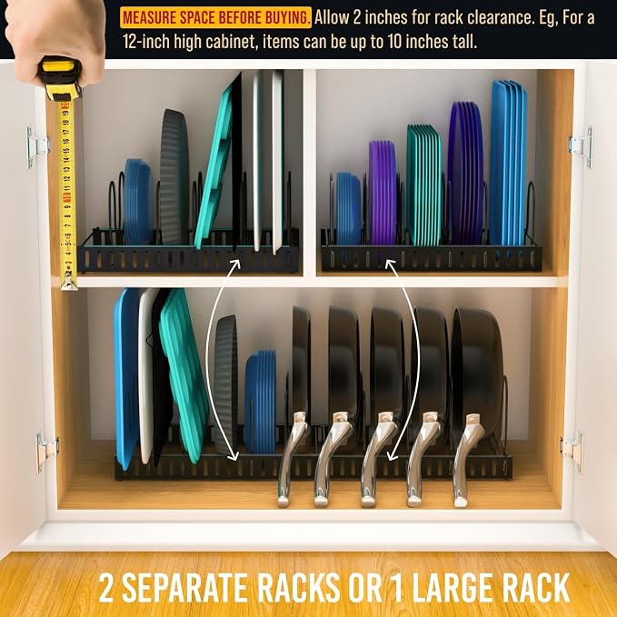 Norcalway Adjustable Bakeware Pots and Pans Organizer Under Cabinet, 14 - Image 6