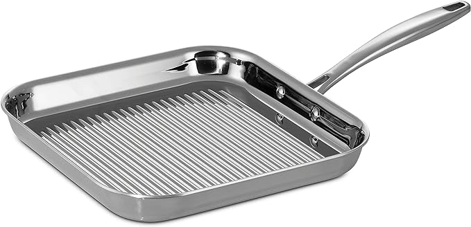 Tramontina Signature Tri-Ply Clad Stainless Steel 11-Inch Square Grill Pan by Tramontina