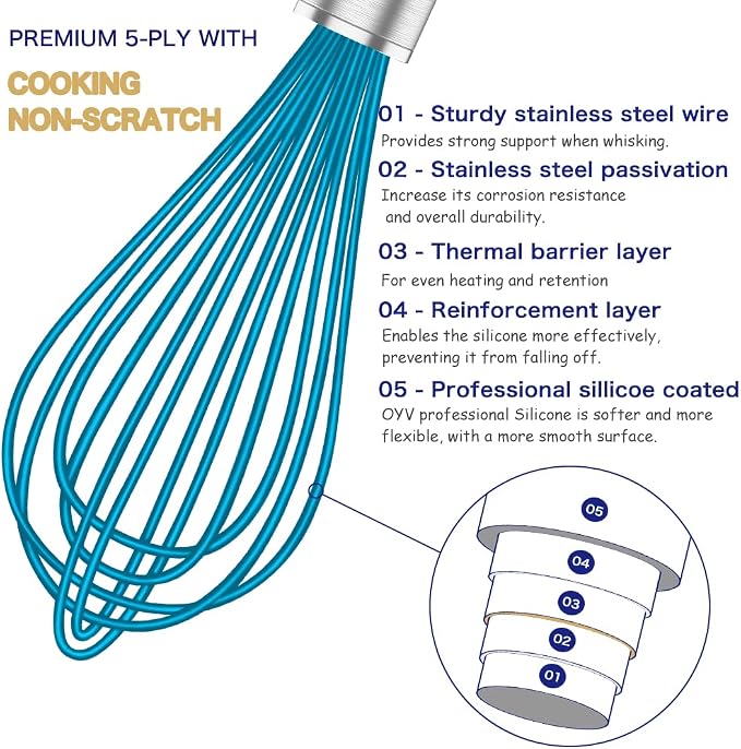 OYV Whisk, Sturdy Stainless Steel Wires Coated in Professional Silicone - Image 3