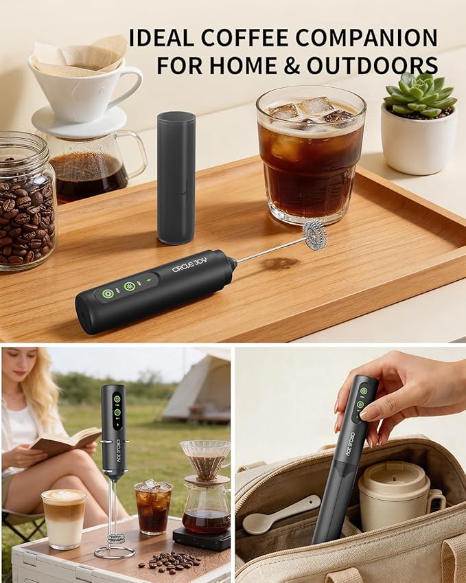 CIRCLE JOY Rechargeable 2-Speed Handheld Milk Frother - Image 2