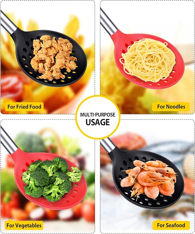 Kitchen Ladle Strainer Set of 2 Large Slotted Spoon - Image 3