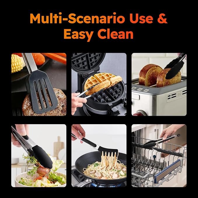 HST Tongs for Cooking with Silicone Tips, Non Stick Kitchen Tongs with Silicone - Image 5