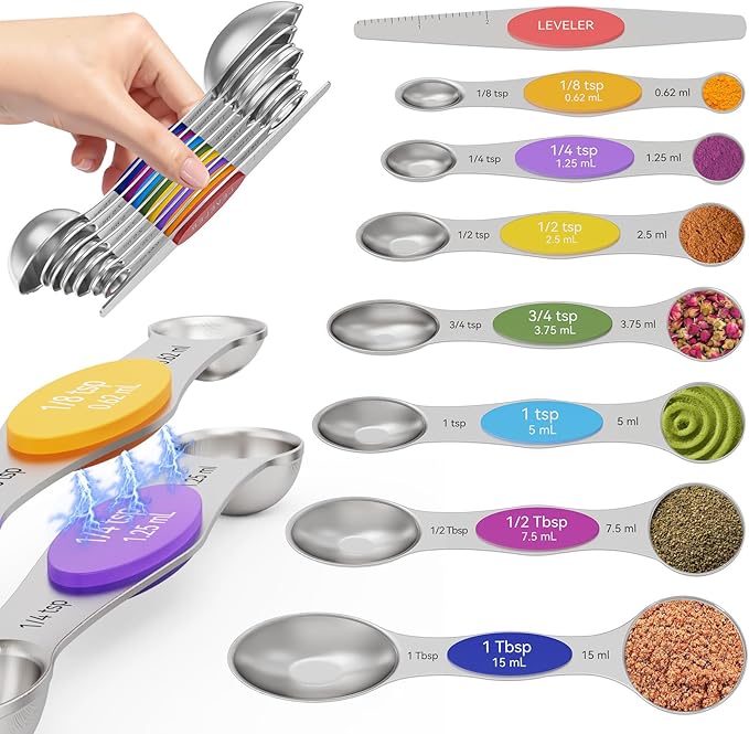 Magnetic Measuring Spoons Set of 8 by Abtrino