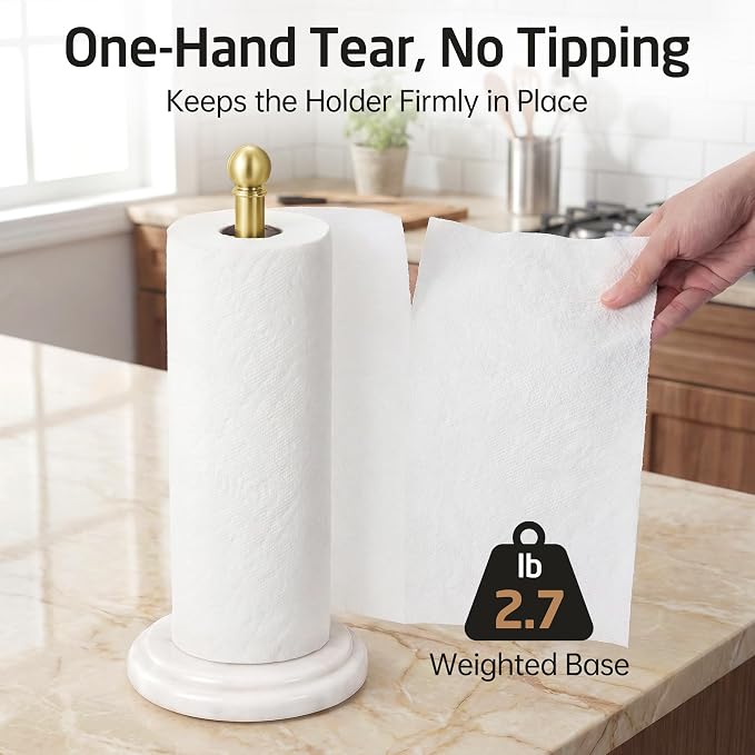 KES Brushed Gold Marble Paper Towel Holder Countertop - Image 3