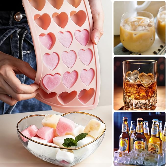 Heart Ice Cube Molds with Lid 2 Pcs Mini Heart Ice Cubes Tray - Image 4