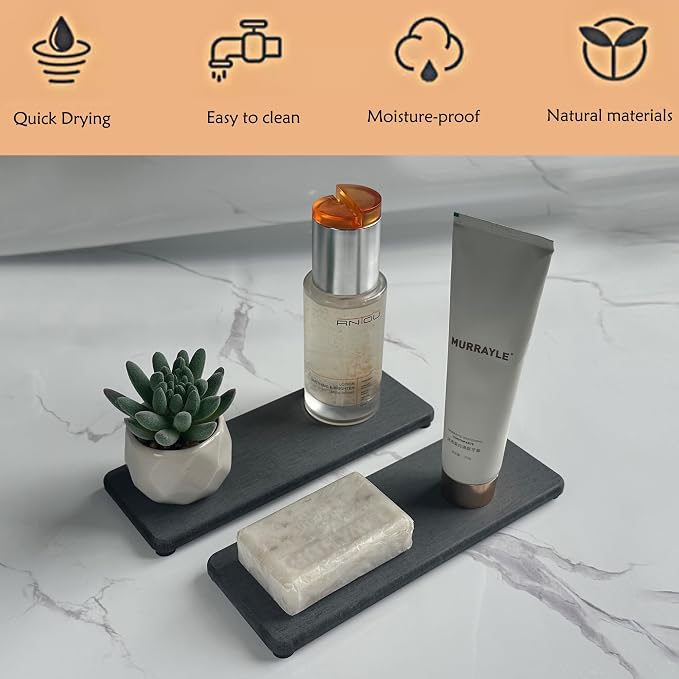 NiuYichee 2 Pcs Water Absorbing Stone Trays, Kitchen/Bathroom Sink Soap Dish - Image 2