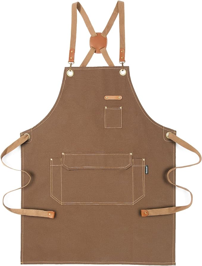 Chef Apron for Men Women with Gift Box Pack, Cross Back Apron with Pockets for by Genixart