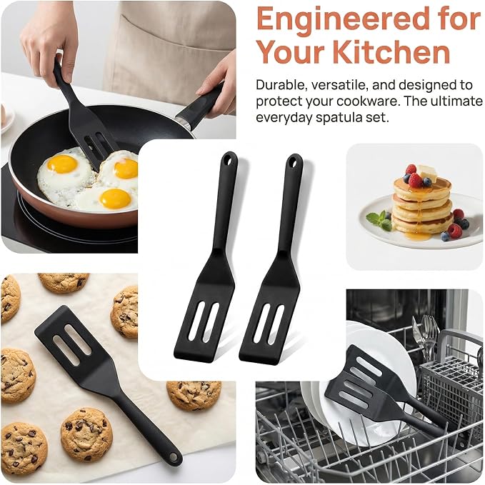 2 Pack Mini Silicone Spatula Set, Heat Resistant Small Thin Spatulas - Image 6