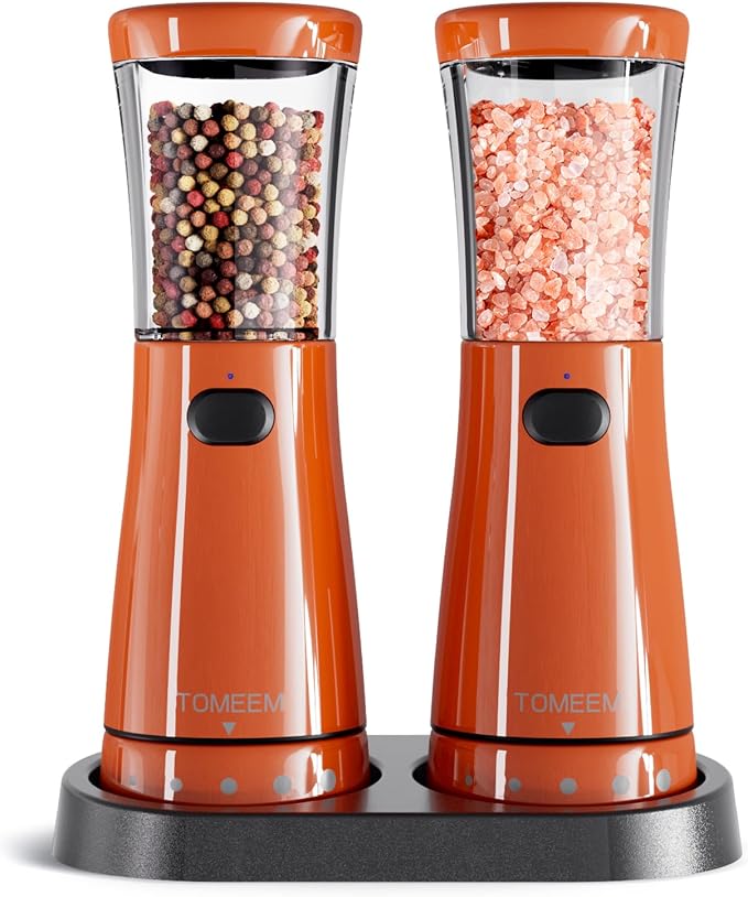 Electric Salt and Pepper Grinder Set by Tomeem