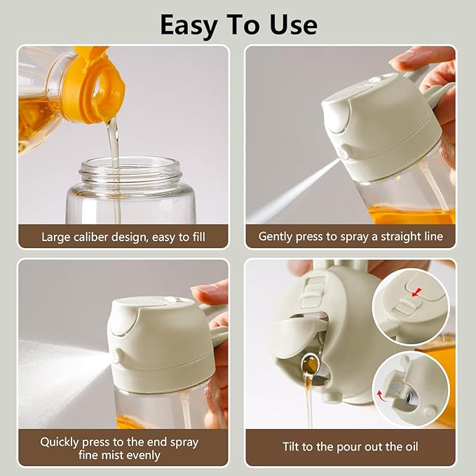 SWEET VIEW Oil Sprayer for Cooking, 16oz/470ml Glass Oil Dispenser/Pour Bottle - Image 2