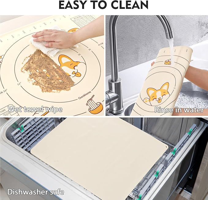 Ourokhome Silicone Baking Mat Sheet and Pastry Dough Cutter, 0.5 Inch Thick 32" - Image 6
