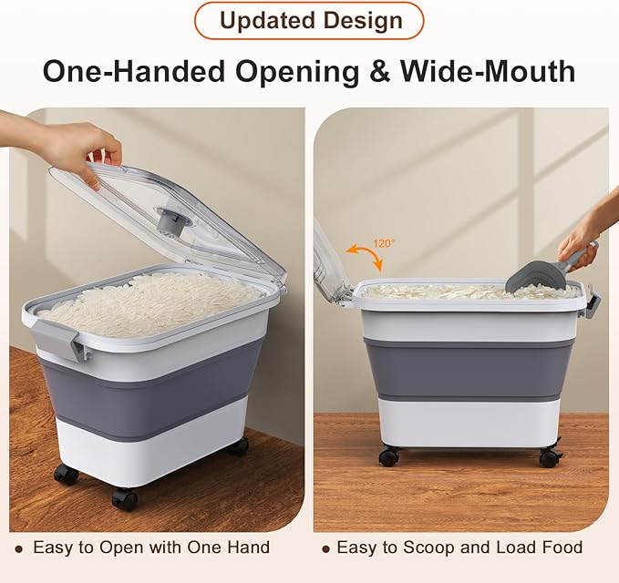 Rice Storage Container, Collapsible Airtight Food Storage Containers 20-30lbs - Image 3