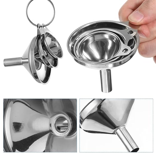 Stainless Steel Funnel, Large Medium Small Kitchen Funnel Set of 3 Metal - Image 8
