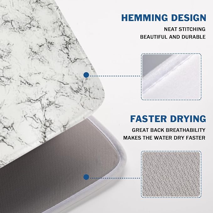 White Grey Marble Dish Drying Mat - Image 4