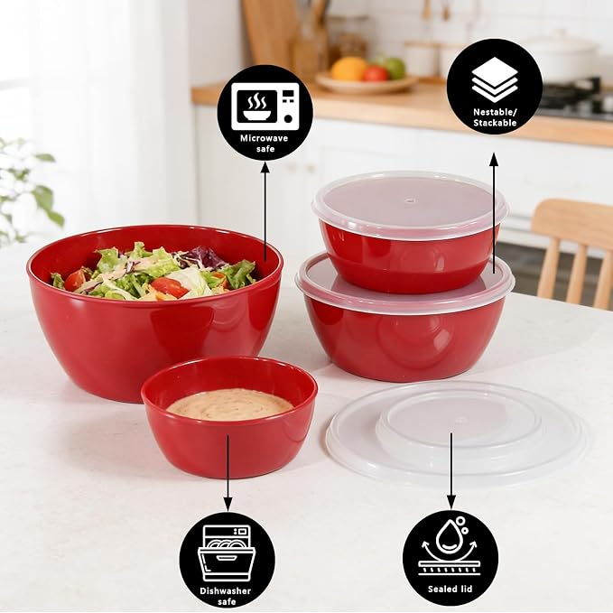 4-Piece Classic Plastic Prep Bowls - Image 5