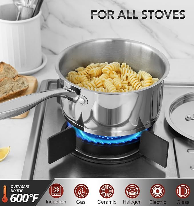 MICHELANGELO Stainless Steel Saucepan Set - Image 6
