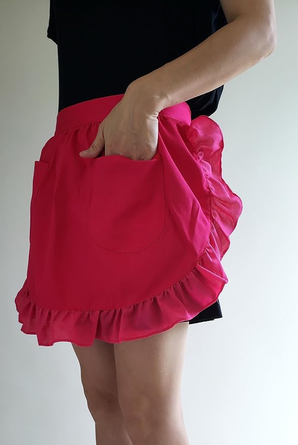 Women’s Waist Aprons with White Pockets Half Server Home Waitress Vintage - Image 2