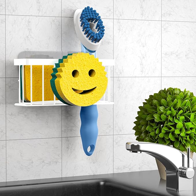 MURLONG Sponge Holder Smiley Face, Sink Caddy, Kitchen Organizer - Image 6