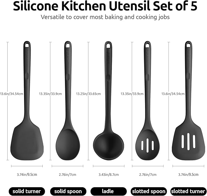 Silicone Kitchen Cooking Utensil Set: U-Taste High Heat Resistant 13.6in Long - Image 2