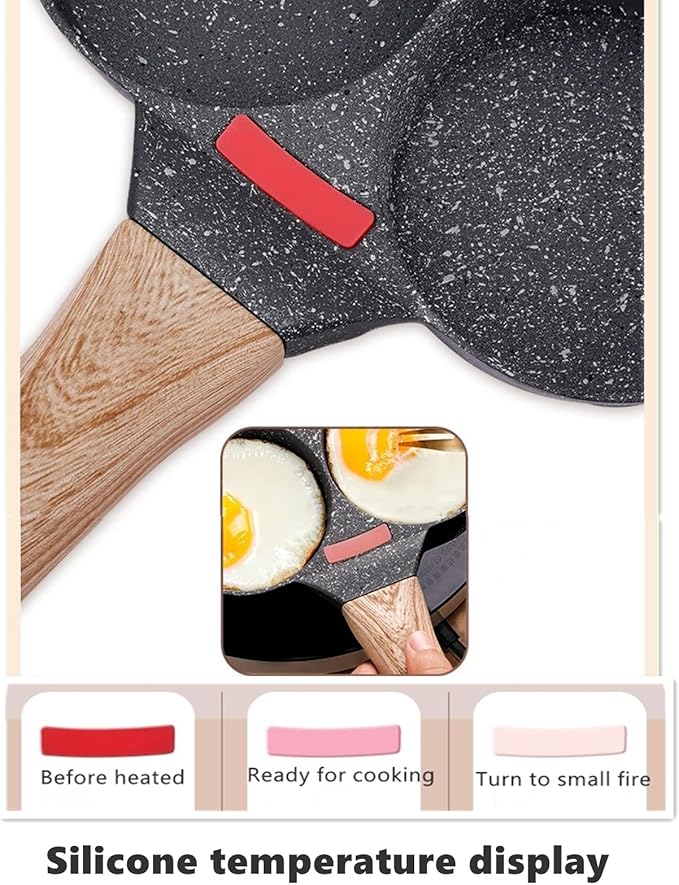 HUPECHAM Egg Pan With Lid 4-Cup Nonstick, and Healthy Granite Egg Frying Pan - Image 4