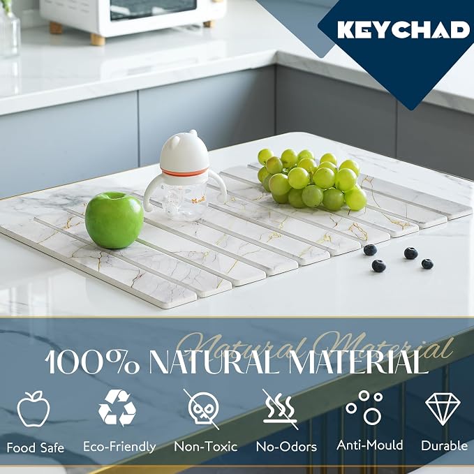 KEYCHAD Large Stone Drying Mat for Kitchen Counter - Image 6