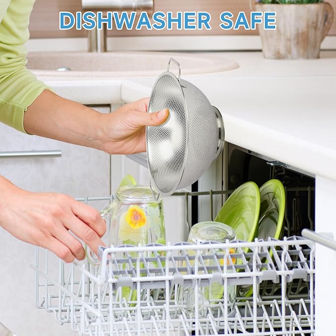 3PCS Colander for Kitchen, 3QT & 4QT & 5QT, Stainless Steel Colander Strainer - Image 7