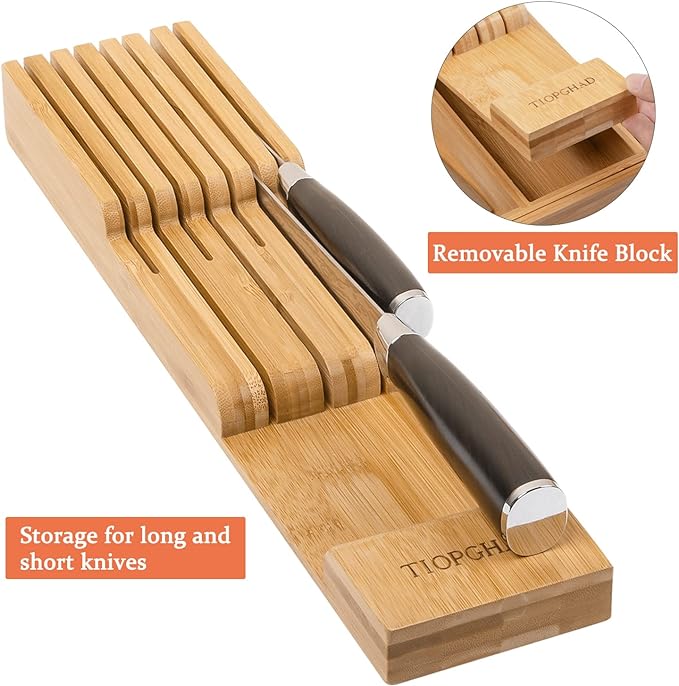 TIOPGHAD Bamboo-Silverware-Drawer-Organizer-Kitchen, Expandable Utensil Holder - Image 4