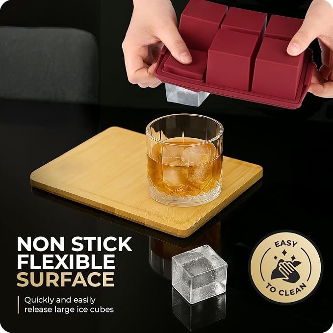 Large Ice Cube Trays for Whiskey, Silicone Ice Cube Tray, - Image 4